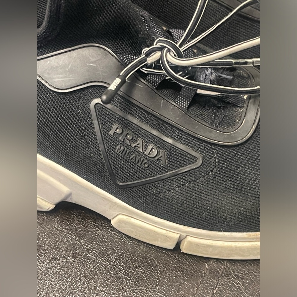 Authentic Prada Knit Lace up sneakers size 6 women 38 - Picture 3 of 12